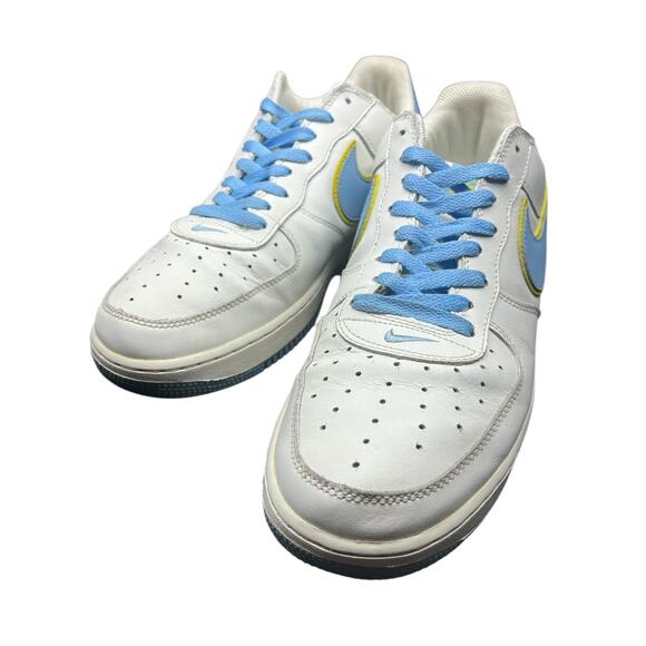 2005 Nike Air Force 1 Low White Blue Yellow 307109‑143 Size 13 main image 11